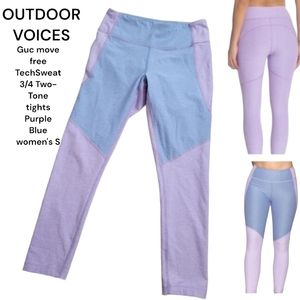 Outdoor Voices move free  TechSweat 3/4 Two-Tone tights Purple Blue women's S